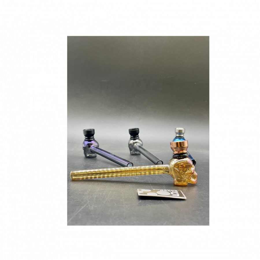 Pipe 1228 Glass Tobacco Pipe Skull Shape Glass Mix Colour