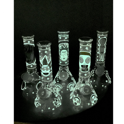 LOT0003 Glass Water Pipe Glow In Dark H20cm