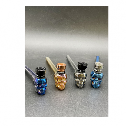 Pipe 1228 Glass Tobacco Pipe Skull Shape Glass  Mix Colour